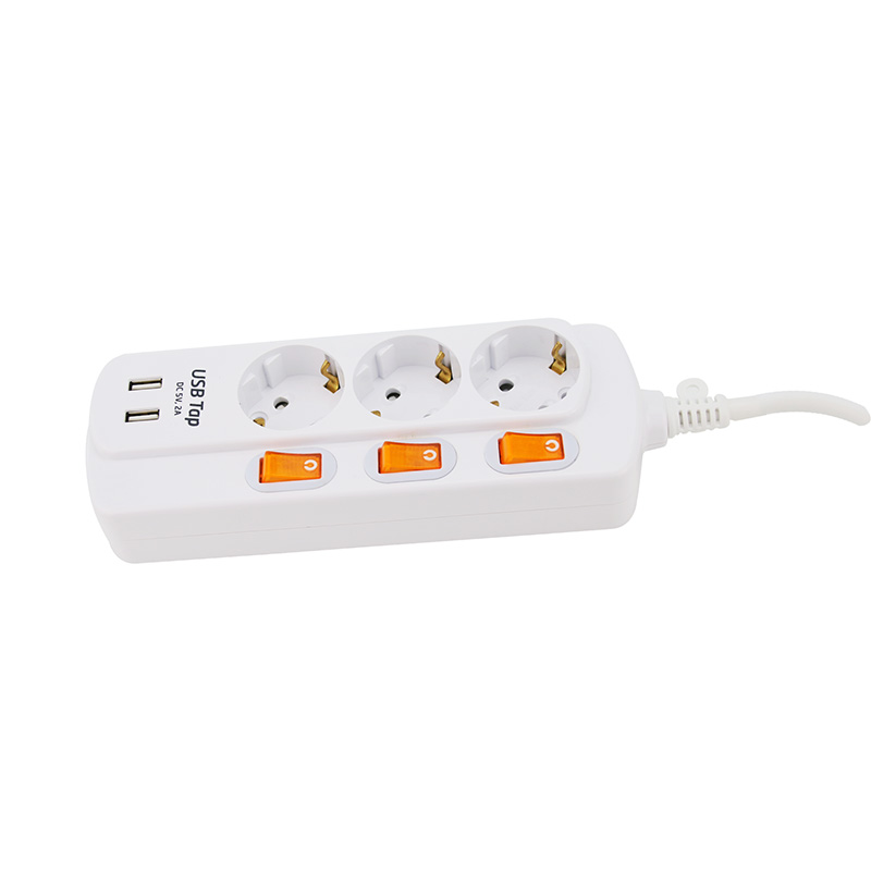 Chemický odpor 3 vývody 3 vývody EU Standardní zásuvka se 2 USB porty a 3 individuální přepínač Chemický odpor 3 vývody 3 vývody EU Standardní zásuvka se 2 USB porty a 3 individuální přepínač